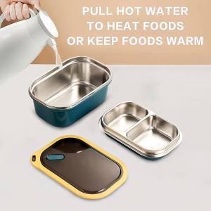 Portable Stainless Steel Student Compartment Sealed Lunch Box Food Container blue#0