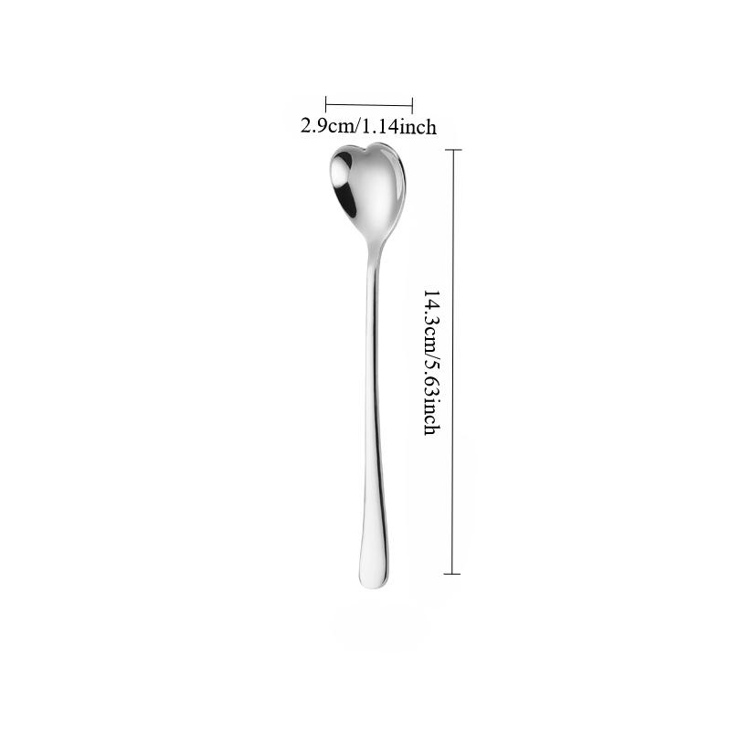 304 stainless steel ice spoon, extended heart-shaped stirrer, Korean style long handled,household coffee and dessert spoon