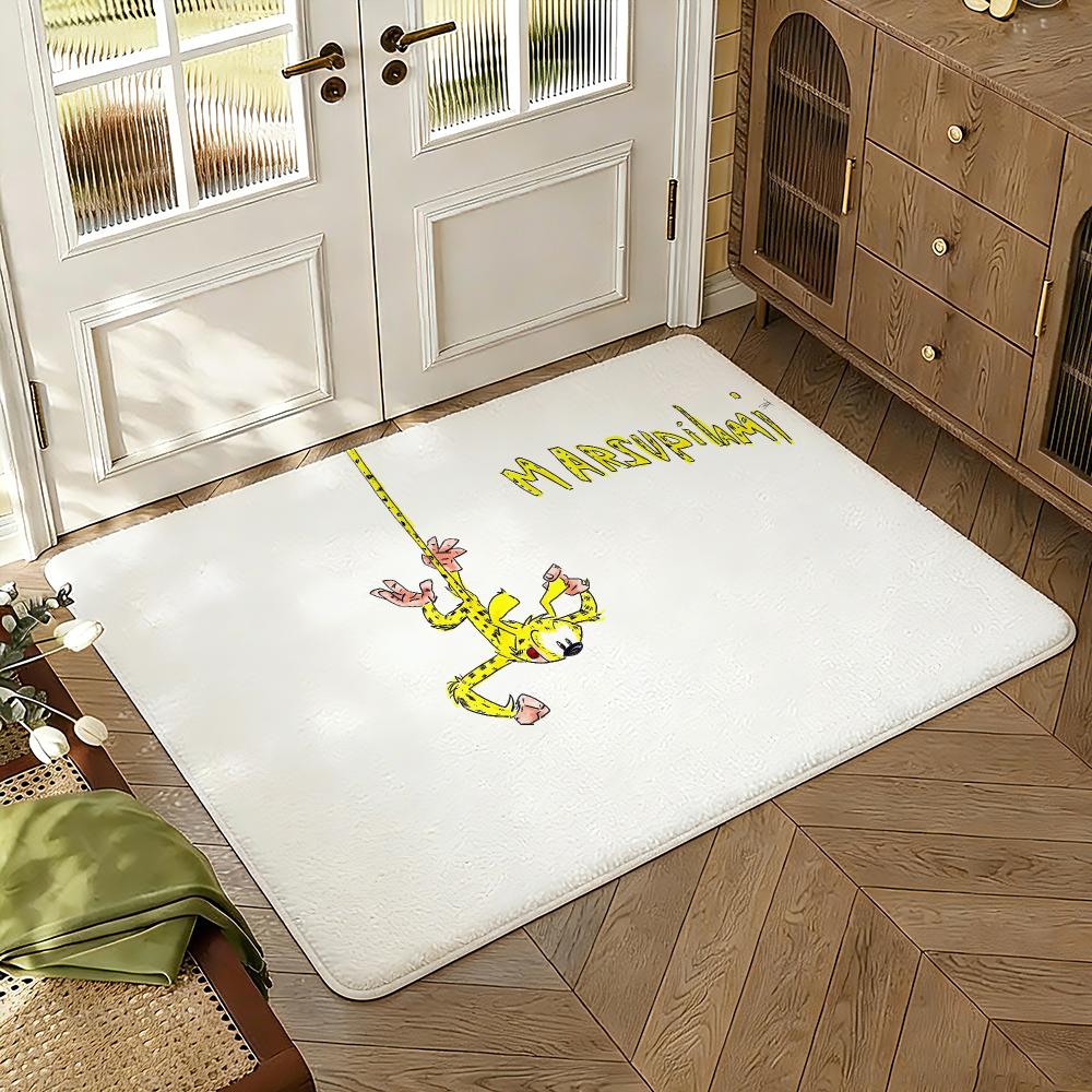 Cartoon M-Marsupilami Floor Mat Soft Thickened Absorbent Non-Slip Bedroom Living Room Door Mat Home Decor Flannel Rugs