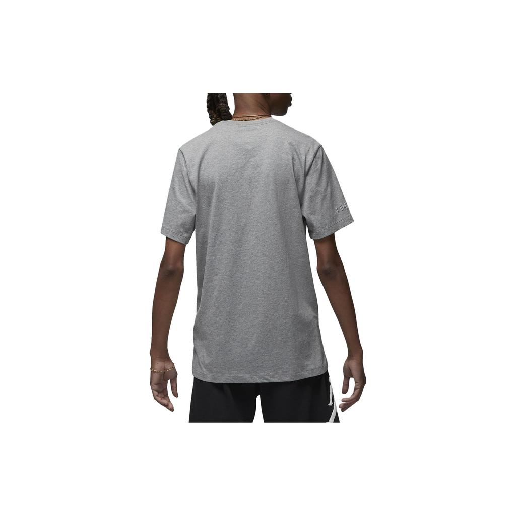 Jordan T Shirts Men's Gray White Crew Neck Moderate Straight Fit DX9582-091