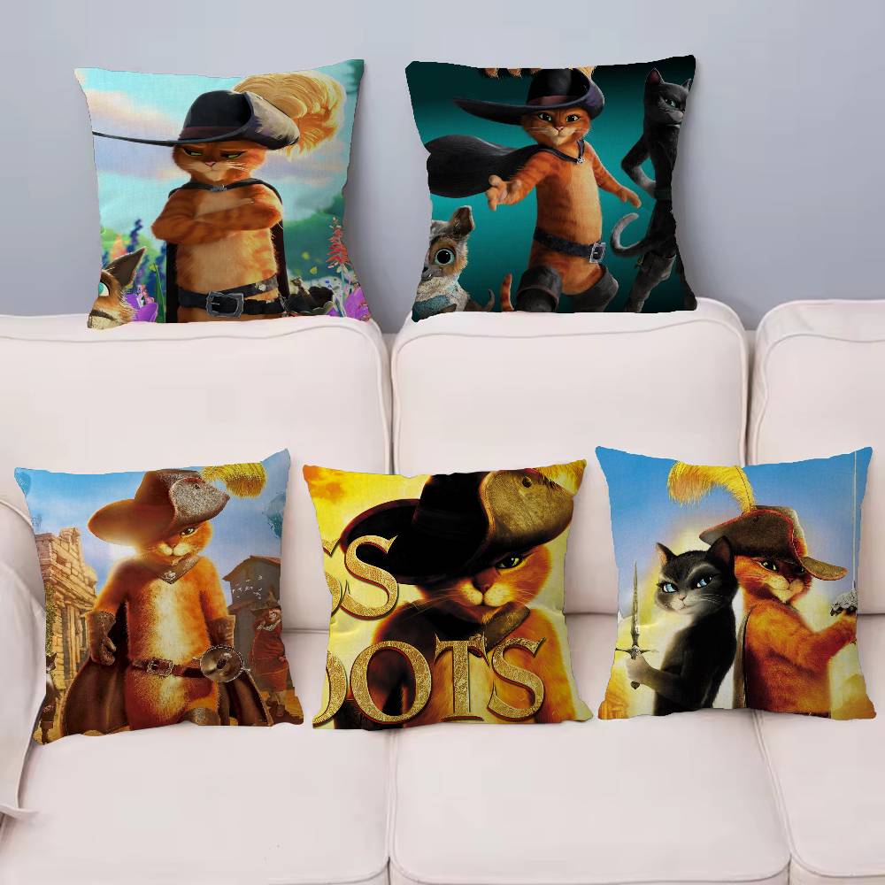 Federa per Cuscino Film Il Gatto con gli Stivali L'Ultimo Desiderio Regalo Cartone Animato Copricuscino Camera da Letto Casa Divano Sedia Seduta Decorazione Federa