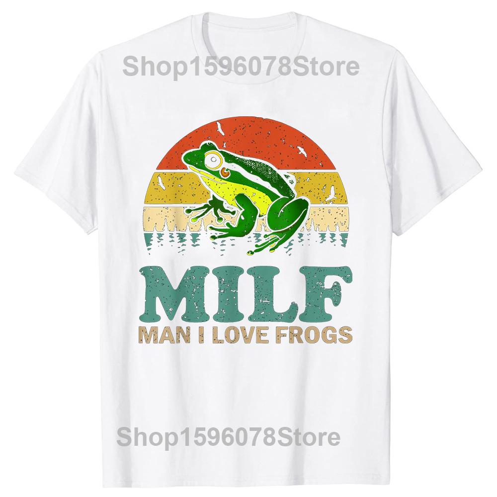 DILF I Love Frogs Funny Frog Tee Tops Round Neck Short-Sleeve Fashion Tshirt Clothing Casual Basic Milf T-shirts