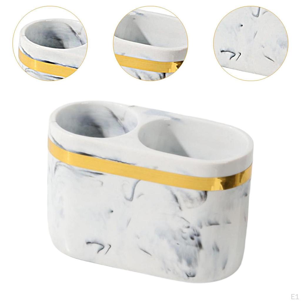 Toothbrush Holder Bathroom Storage 2 Compartment Vanity Organizer Versatile Resin for