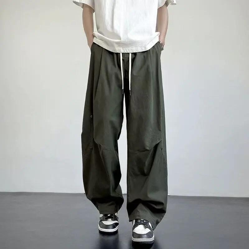 American Summer Workwear Straight-leg Casual Pants for Men Retro Street Loose Wide-leg Sports Trousers