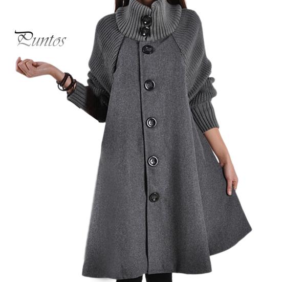 

Женское шерстяное пальто с высоким воротом, облегающее пальто, однобортное длинное пальто для работы на открытом воздухе, вечеринки L серый