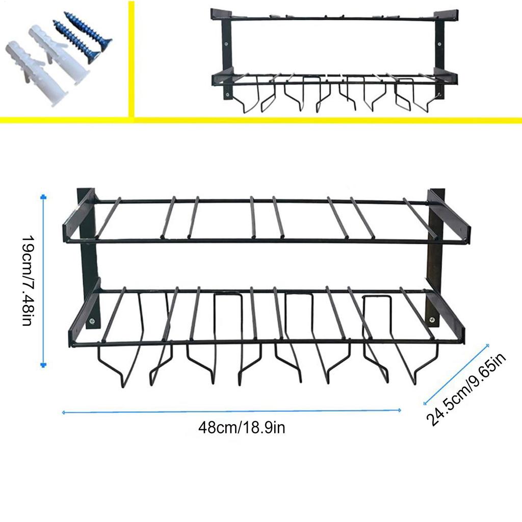 Wall Mounted Wine Rack Double-layer Iron Wine Shelf Bottle Display Storage Rack For Living Rooms Dining Rooms Bars Wine Cellars