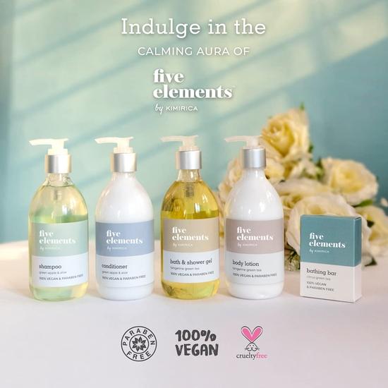 Sampon Kimirica Five Elements cu mere verde si aloe realizat cu extracte derivate natural pentru moale, neted, 300 ml