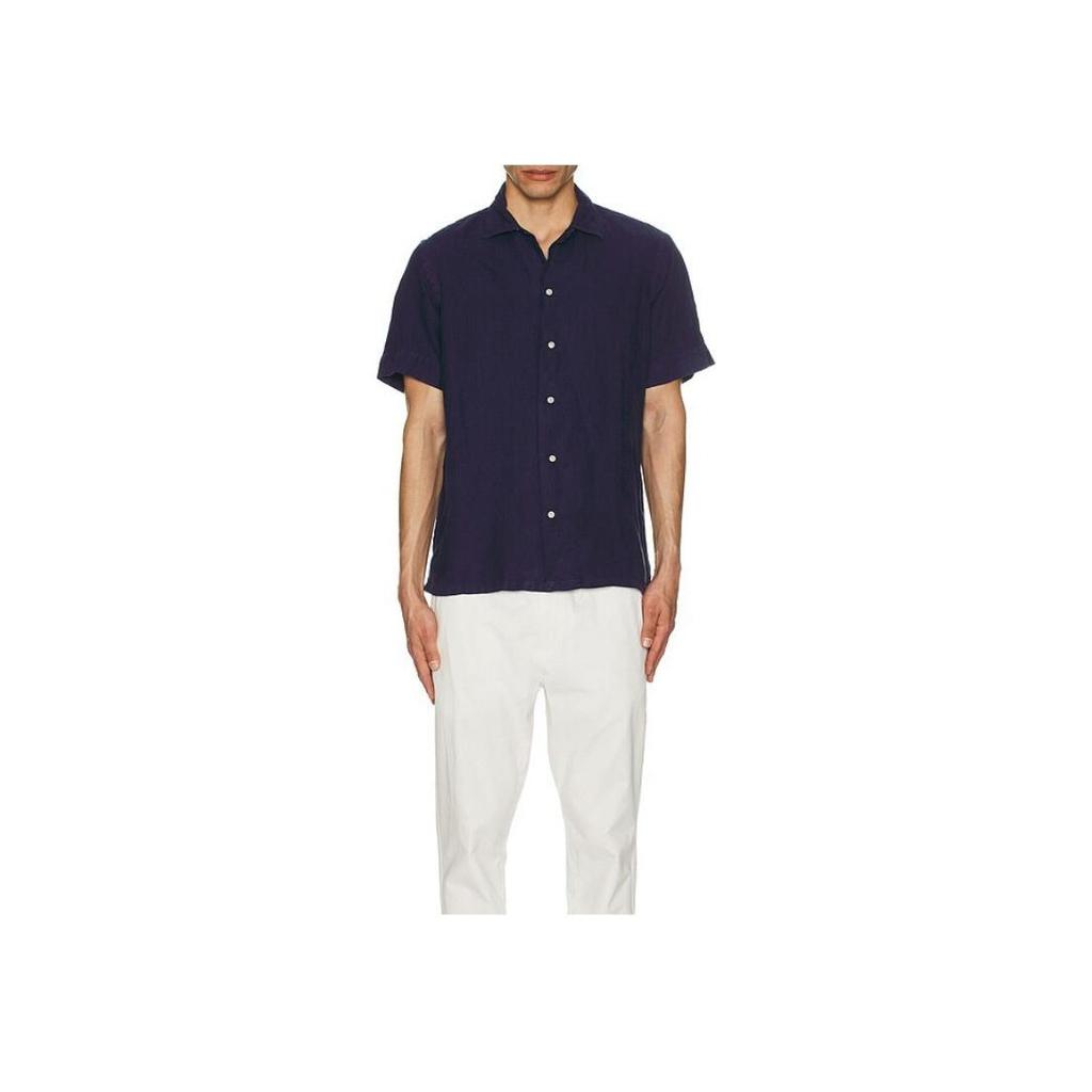 Polo Ralph Lauren Solid Color Single-Breasted Short Sleeve Shirt Men Shirts Navy-Blue 710962261-003