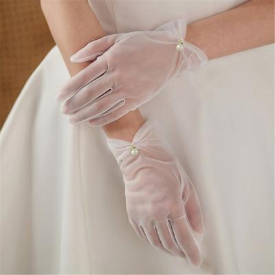 Elegant Bridal Gloves Short Tulle Gloves Wedding Accessories For Bride Wedding Ceremony Reception Photography Handwear
