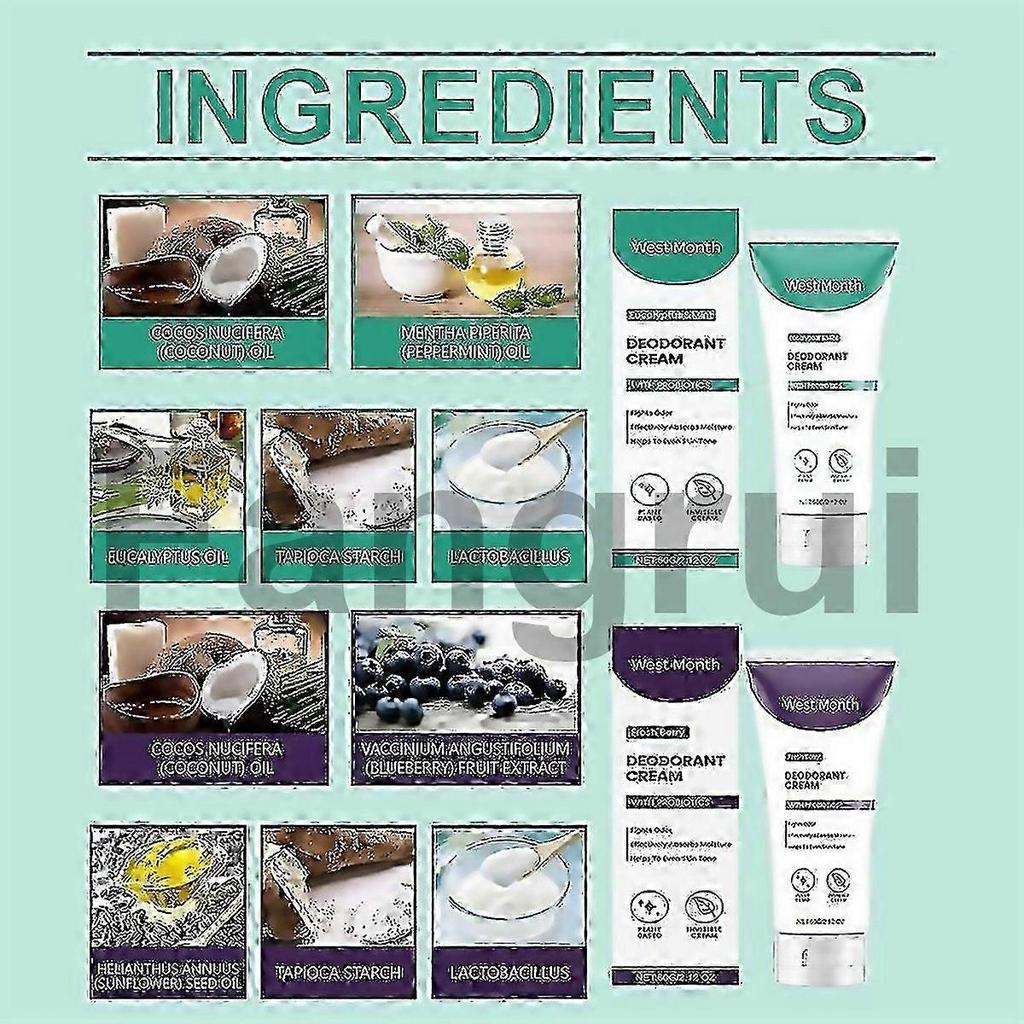 For Natural Probiotic Deodorant Cream Fresh Berry Or Eucalyptus Mint 60g Friendly Travel Size For Od