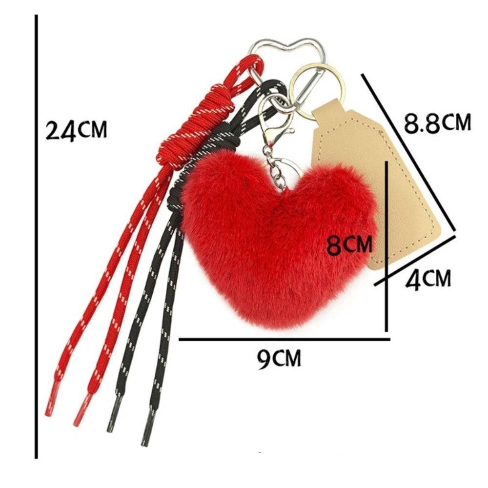 Cute Heart Plush Keychain Bag Hanging Plush Dolls Pendant Creative Rabbit Fur Keychain Students