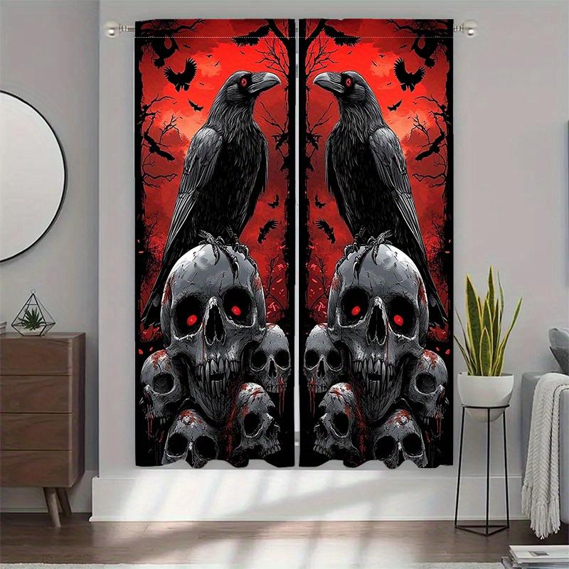 Set Of 2 Gothic Night Curtains Thermal Privacy Bedroom Living Room Home Decor Curtain Sheer With Rod Pocket Polyester Ideal For Great