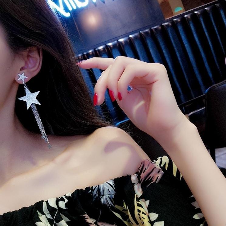 Frosted Star Tassel Korean Stud Earrings