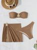 1011 New Bikini Coffee Hot Spring Resort Beach Three-piece Split Swimsuit Skirt Bikini