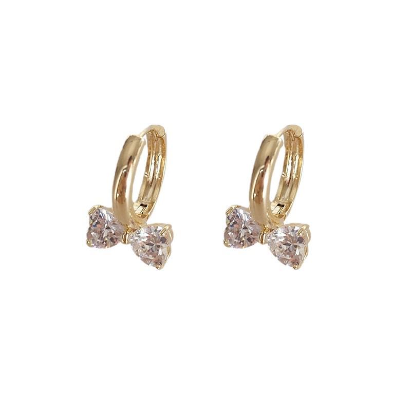 Elegant Literary Design Gold-Plated S925 Sterling Silver Bow Earrings for Women