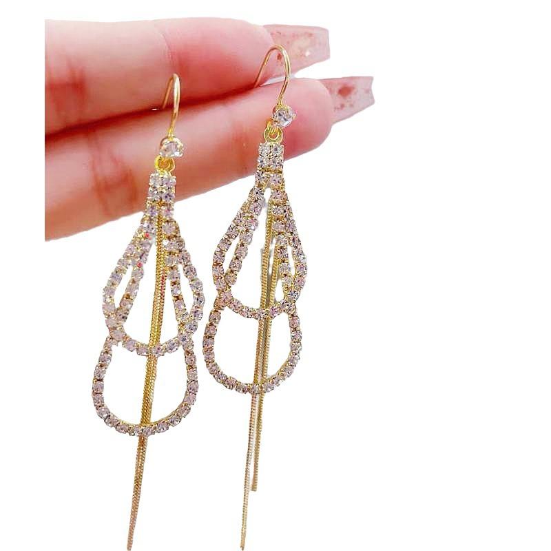 Exquisite Double-layer Water Drop Long Fringe Earrings Simple And Fashionable Ear Jewelry With Unique Design High-end Feeling And Face Slimming