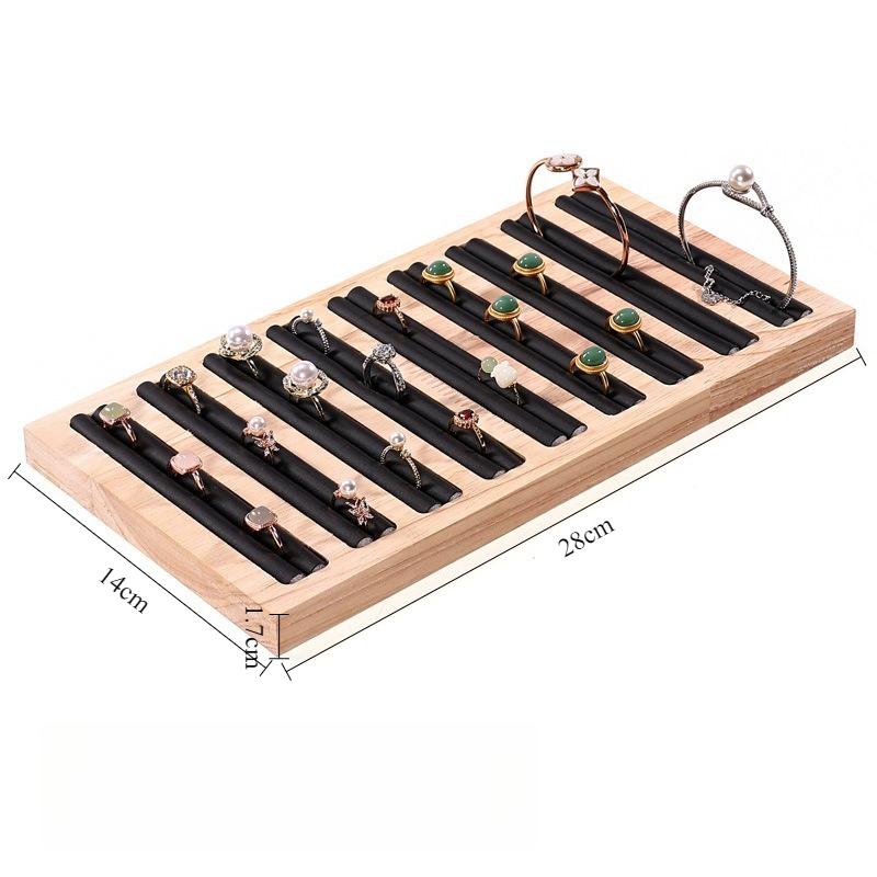 Wooden Jewelry Display Tray Jewellery Earrings Trinket Displays Pallet Counter Rings Showcase Salver Jeweler Ring Organizer Tray