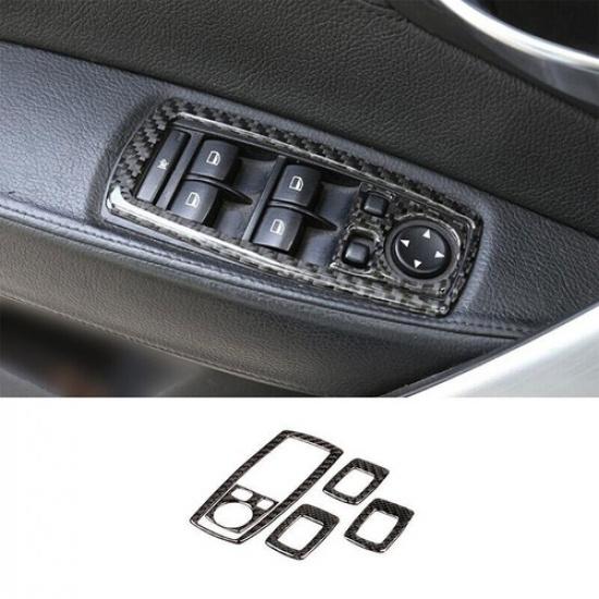 Fit For BMW X3 E83 2006-2010 Real Carbon Fiber Window Lock Lift Panel Trim Frame