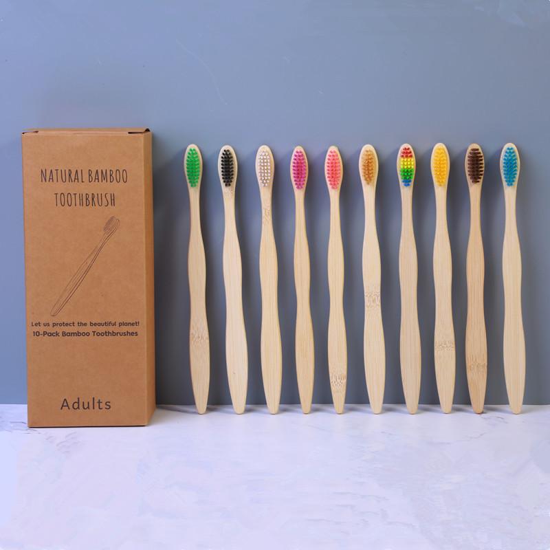 Bamboo Toothbrush Set for Kids & Adults - Round Handle (4, 5, 8, 10 pcs) with Optional Logo