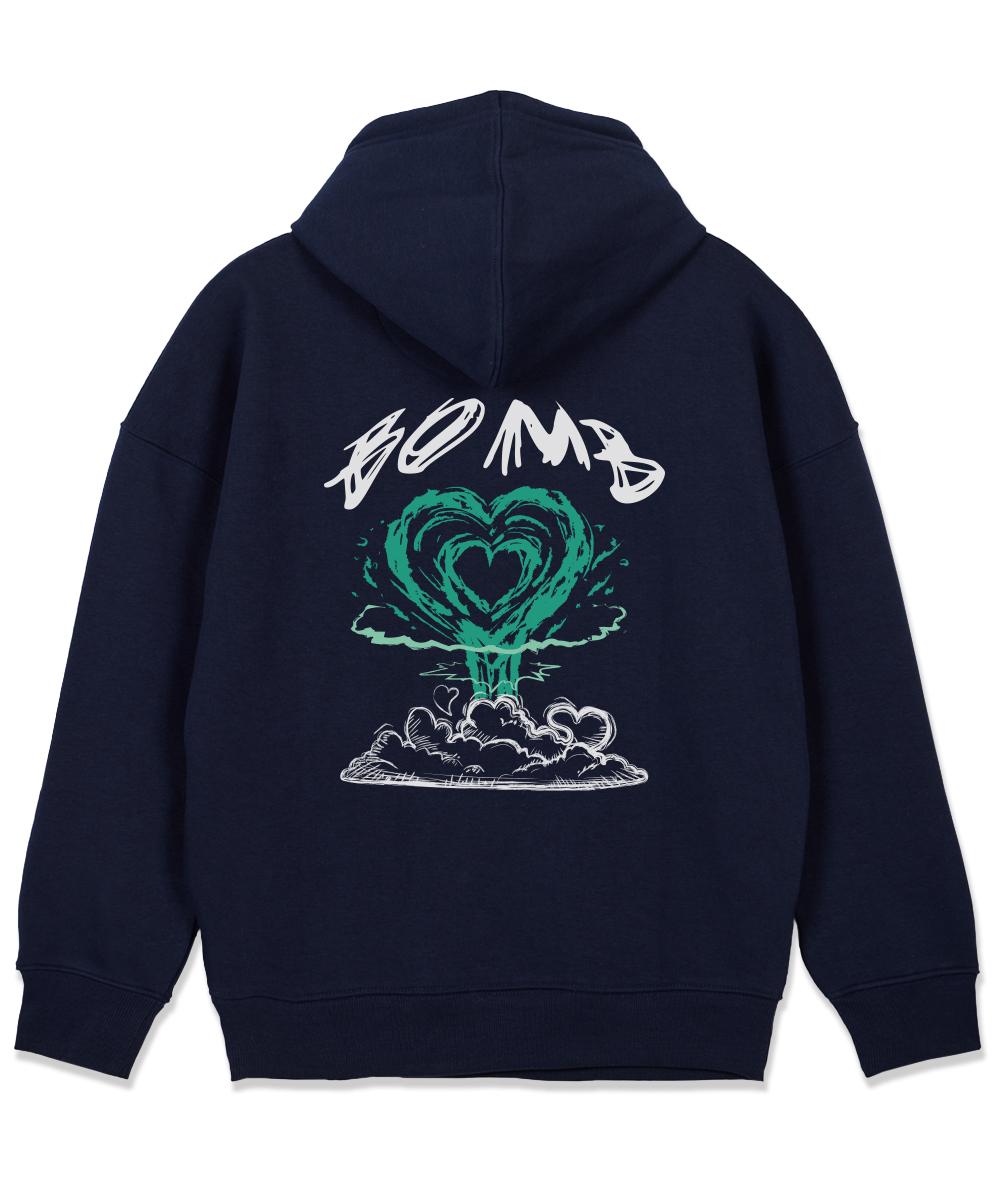 Astral Projection Heart Bomb Oversized Wide Shoulder Hoodie_Navy L
