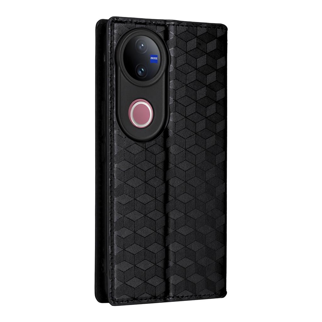 For Vivo V50 5G Case Wallet Rhombus Imprinted Leather Phone Cover