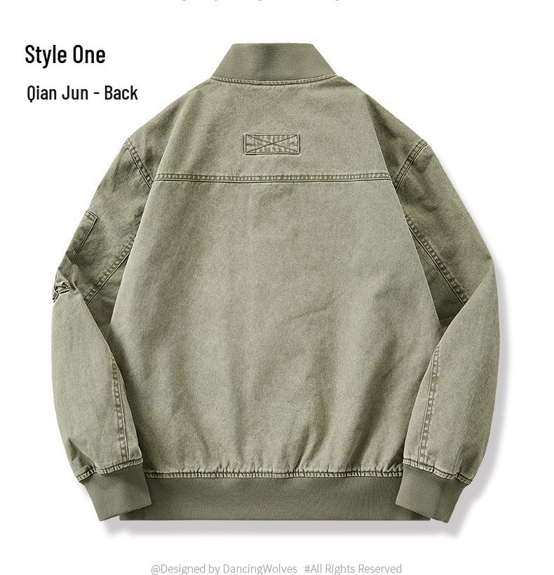 Men's Cotton Flight Jacket - Casual Air Force Baseball Collar Outerwear