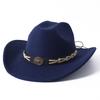 Cowboy hat European and American style big cowboy hat monochrome felt hat men and women big brim outdoor top hat