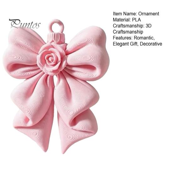 Rose Bow Pendant 3D Printed Pendant, Cute Keychain for Bag, Versatile Key Holder Pink Hanging Ornament Valentine's Day, Gift Girlfriend Decoration