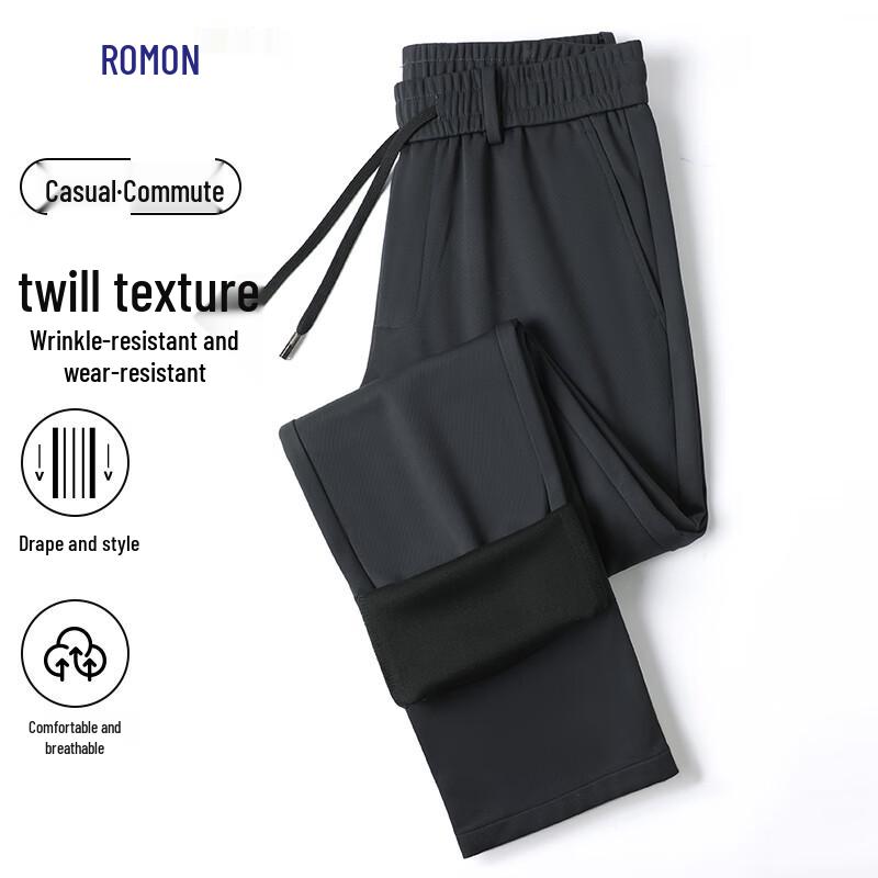 

Romon Men s Thin Fleece Twill Straight-Leg Warm Casual Pants 5XL