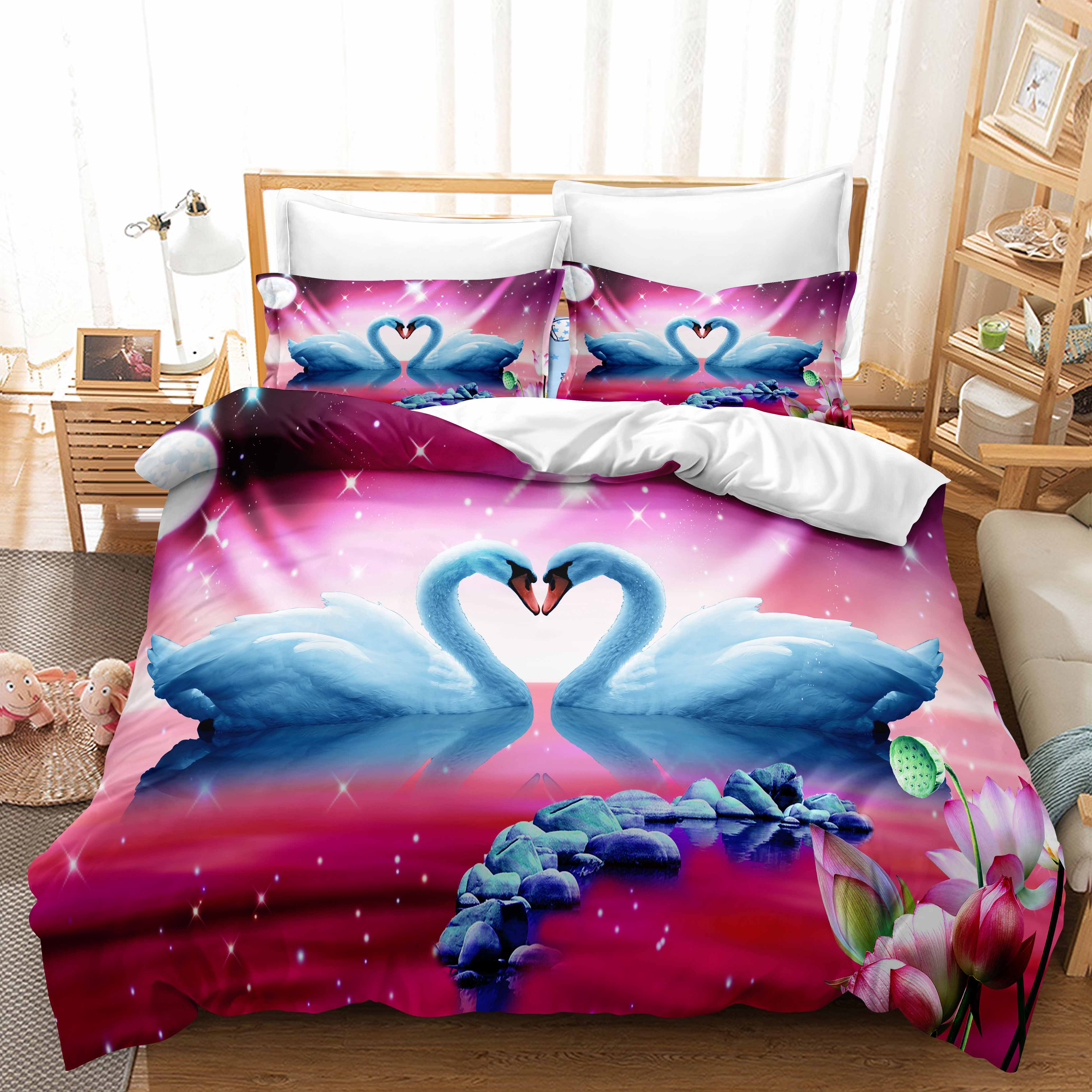 

3D комплект постельного белья «Современная романтическая любовь» для молодоженов, одеяло и наволочка AU240 * 270, супер размер, комната для пары, мягкое украшение для дома AU Double 180x210cm