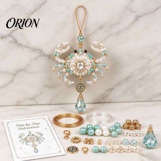 Zodiac Sign Craft Kit 12 Blessing Beaded Ornament DIY Kit, Beginner Friendly Bead Decoration Set for Beginners Beading Set, Hanging Pendant, Handmade