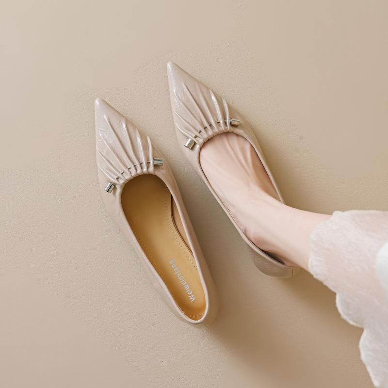 Pointed-toe Single Shoes Low-heeled Shallow Opening Niche Shoes Elegant Shallow Opening Women's Shoes