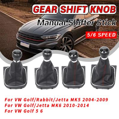 5/6 Speed Gear Shift Knob with Leather Dust Boot Collar Case for Volkswagen VW Golf 5 V 6 VI MK5 MK6 Jetta 2005-2014 Car Stying