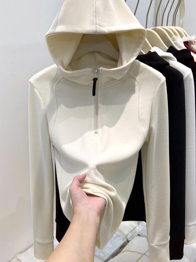 

Women s 2025 Dual-Fleece Half-Zip Hoodie - Autumn/Winter Design Medium абрикосовый