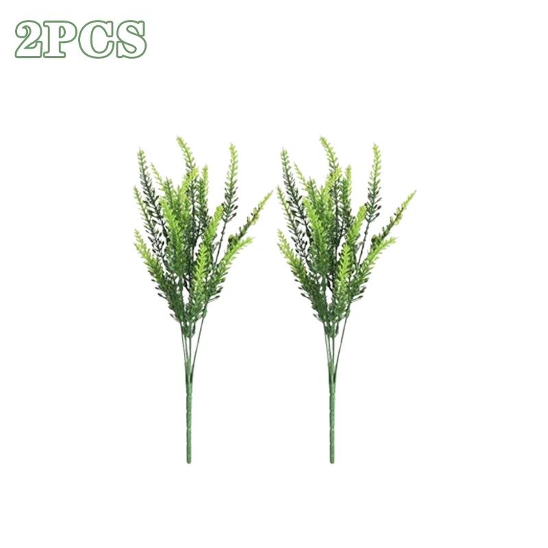 2-16PCS 5 Prong Lavender Artificial Flowers UV Resistant Fake Plant for Outdoor Garden Decor Faux Plastic Flower Home Decoration