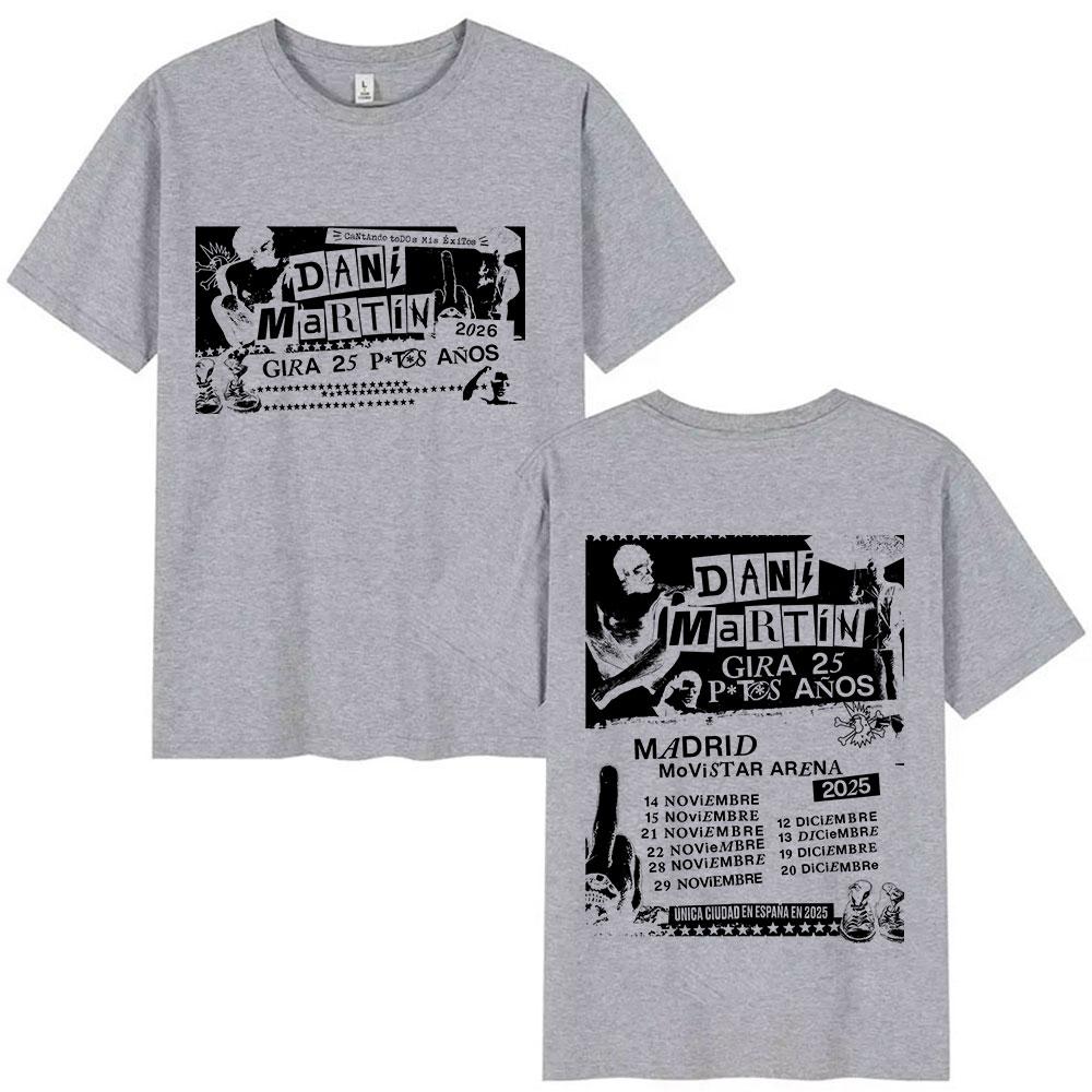 Rock Band Dani Martin Tour 20252026 Merch T Shirts Mens Vintage Oversized Cotton Tshirt Hip Hop Punk Gothic Tees Streetwear