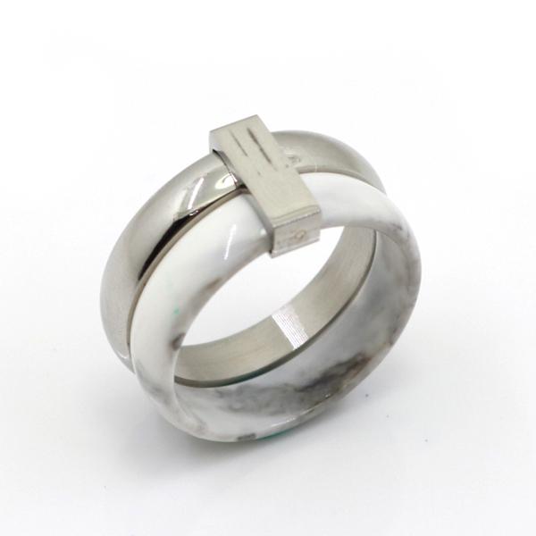 Anello in Ceramica a Due Strati Mobile Moda Anelli in Acciaio Inossidabile per Donne Anelli Color Rame per Regalo Anelli per Amanti Gioielli