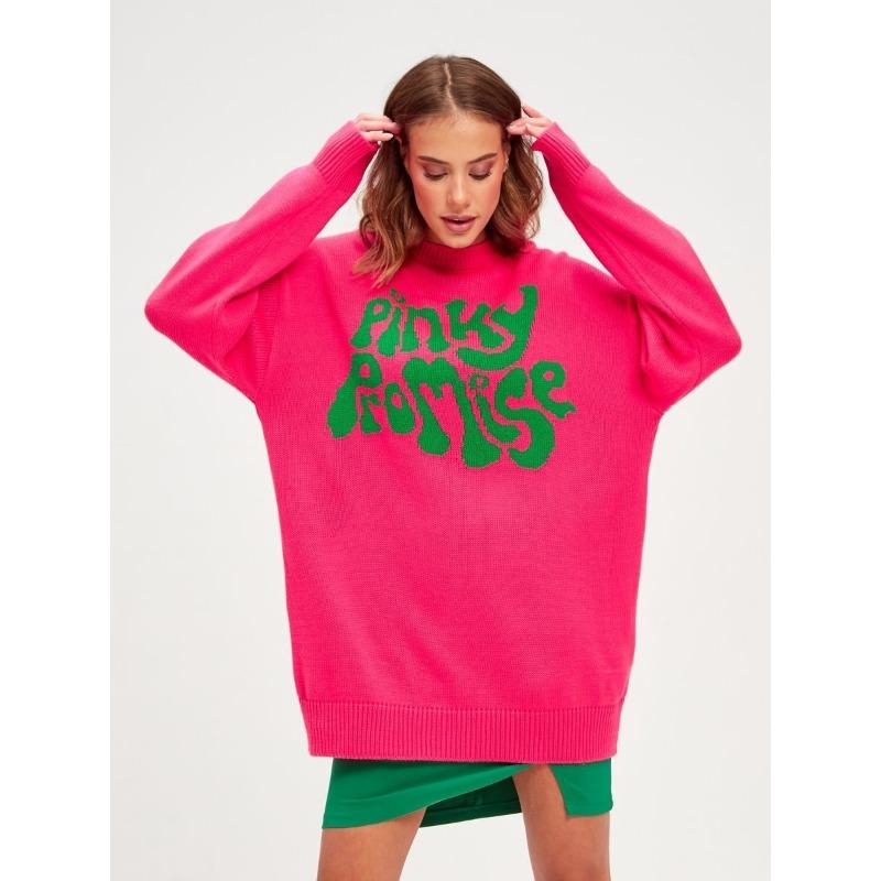 

2024 Зимний круглый вырез с длинным рукавом и монограммой Жаккардовый вязаный свитер Пуловер Теплый модный свитер S розы красного