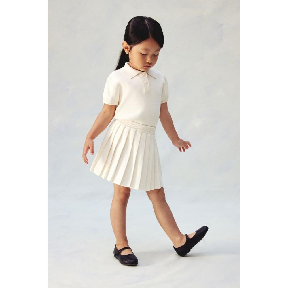 

H M Fine knit cotton skirt cream