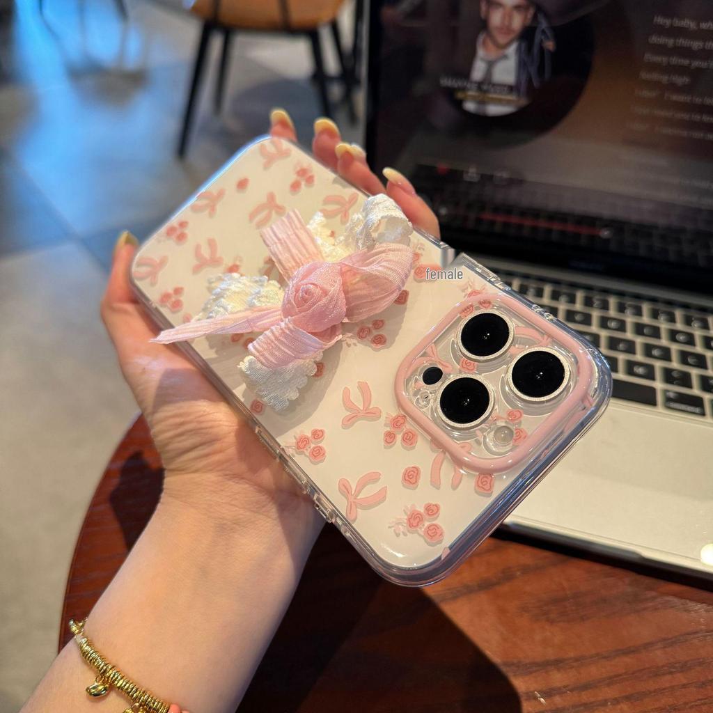 Floral 3D Bow Phone Case for iPhone 17/15 Pro Max/14/15