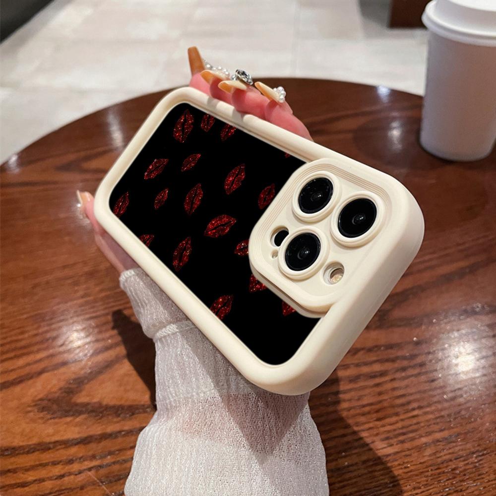 LZ23 Lips Kiss Heart Design Art Silicone Phone Case for Samsung A15 A35 S24 S23 Ultra S22 S21 S20 FE A05 A06 A54 A55 A53 A14 M15 Shockproof Back Cover