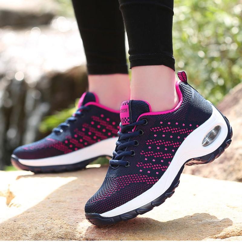 Breathable Mesh Women's Dancing Shoes Fashion Platform Shoes Air-cushion Knitted Casual Sports Shoes Running Trainers