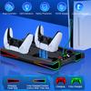 PS5 Slim Stand with RGB Vertical Stand for PS5 Slim Charging Stand for Slim Charging Two Controllers Compatible with PS5 Discs and Digital Cooling