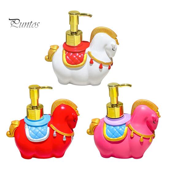 Practical Soap Container Dispenser Horse Design Hand Lotion Shower Dressing Table Holder Gel Bottle with Golden Pump Head Bathroom Accessory Metal