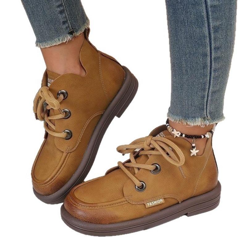 Large Size Women's Shoes To 4 Martin Boots, New Big Head Retro Casual Versatile Thick Sole Huge Good-looking Short Boots