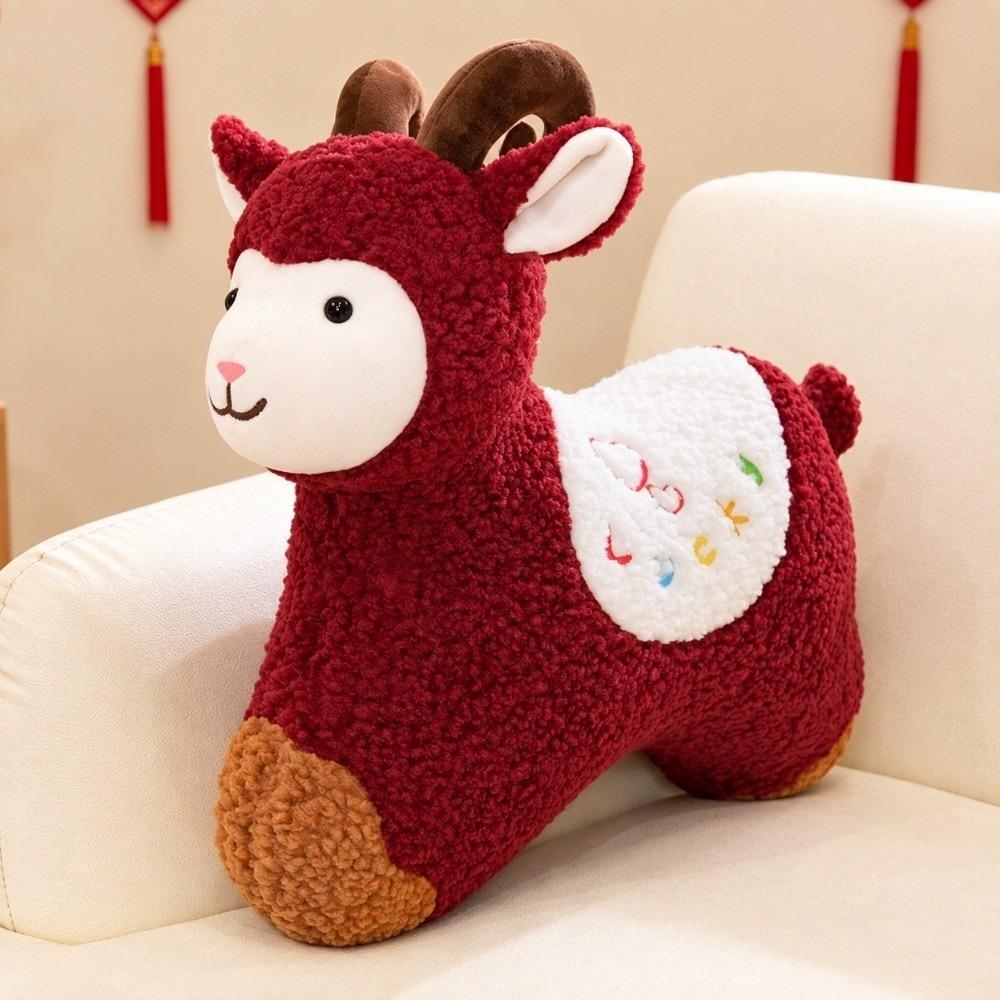 Soft Lamb Stuffed Animal Throw Pillow Sheep Year Plush Doll New Year Sheep Doll Gift for Children
