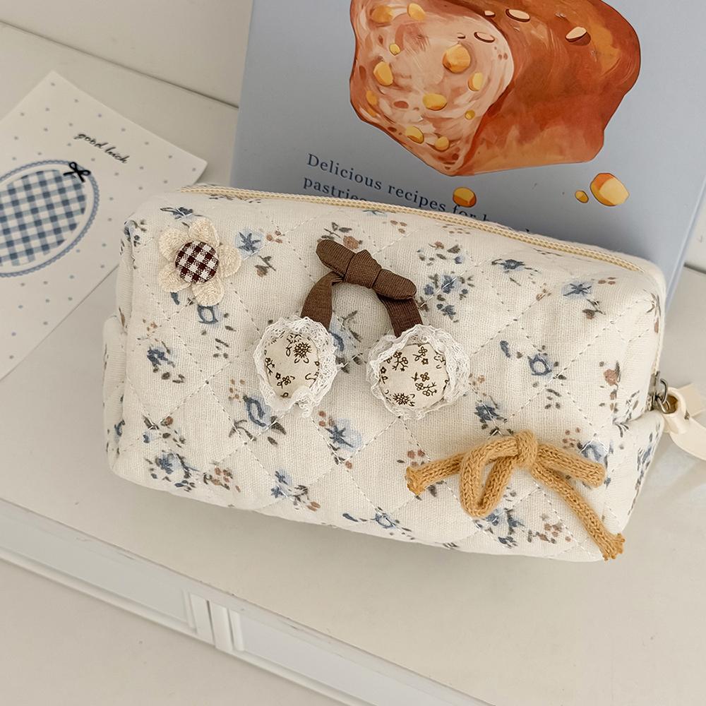 

Airfriend Vintage Floral Women Makeup Bag Prtable Tote Pouch Cosmetic Toiletry Storage Bags Large Capacity Bow Make Up Bag