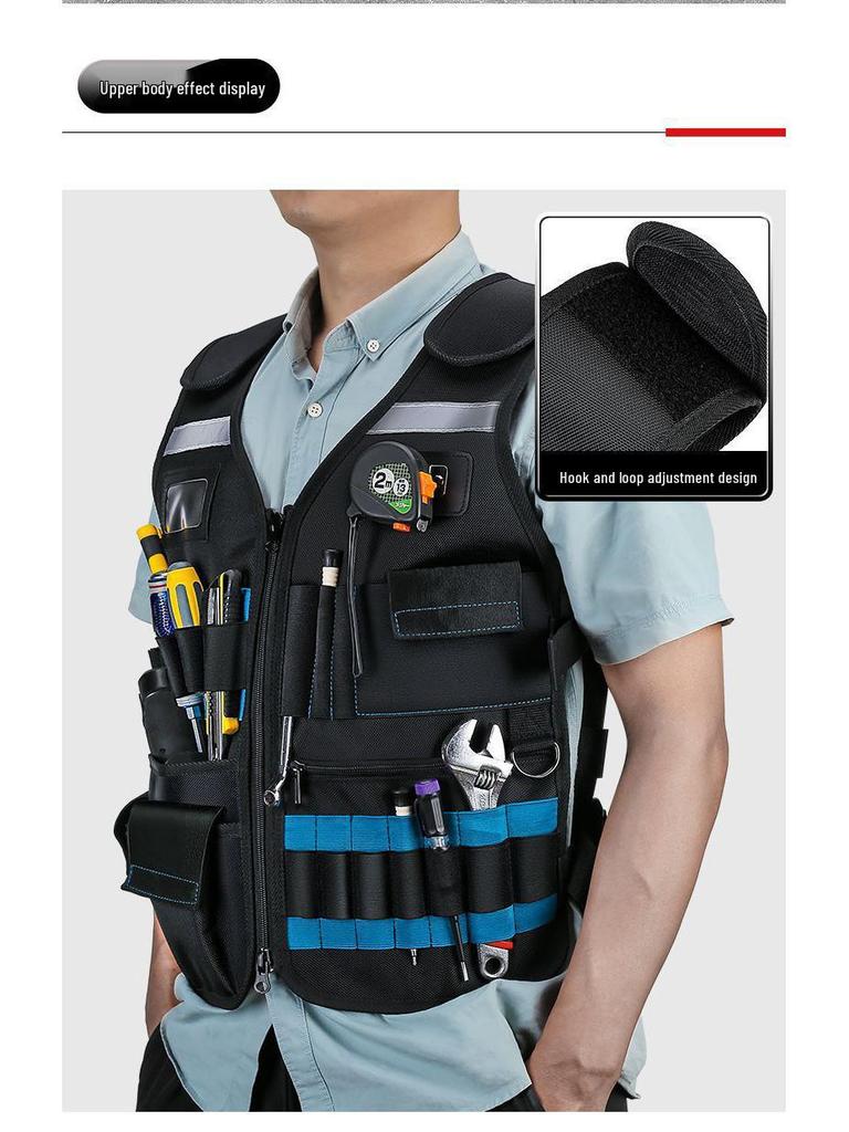 Electrician Multi-Pocket Reflective Tool Vest for Installation and Construction