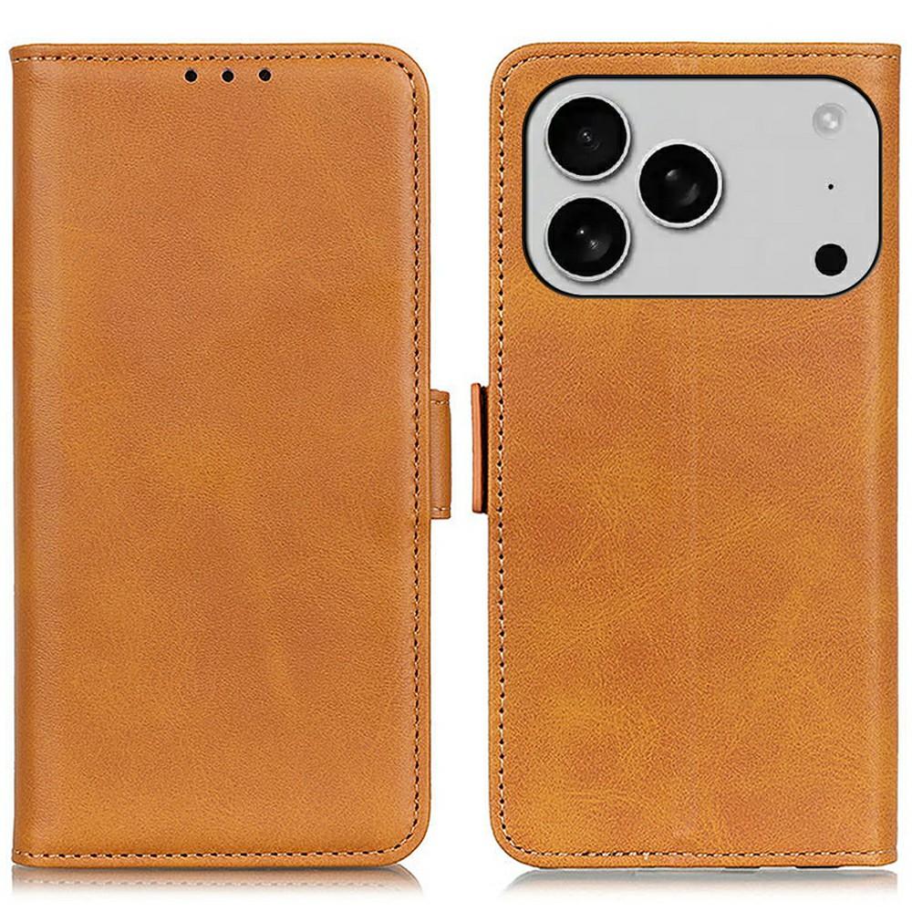 For iPhone 17 Pro Case Stand Cowhide Texture PU Leather Phone Cover