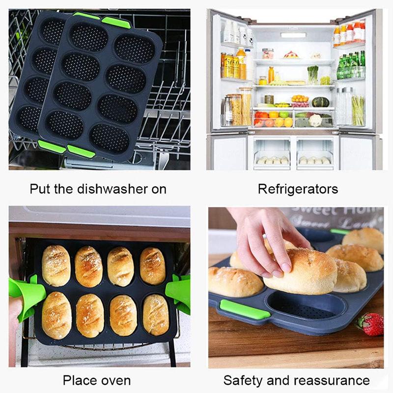 Silicone Bread Mold Baguette Baking Tray Nonstick Loaf Tin  8 Grid Bread Tin for Baking French Bread Mold Bakeware Baking Tool